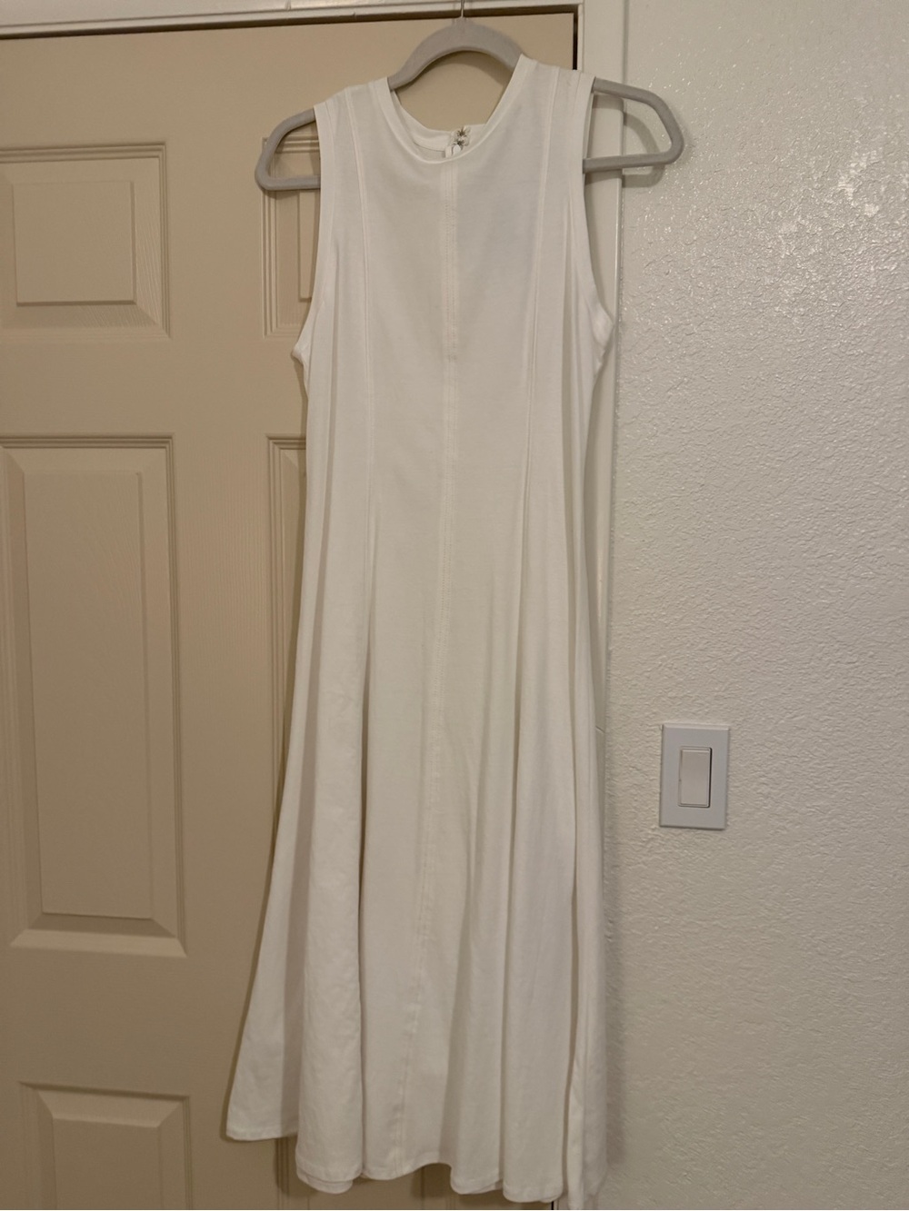 LOFT Sleeveless Cream Midi Dress with Flowing Panels